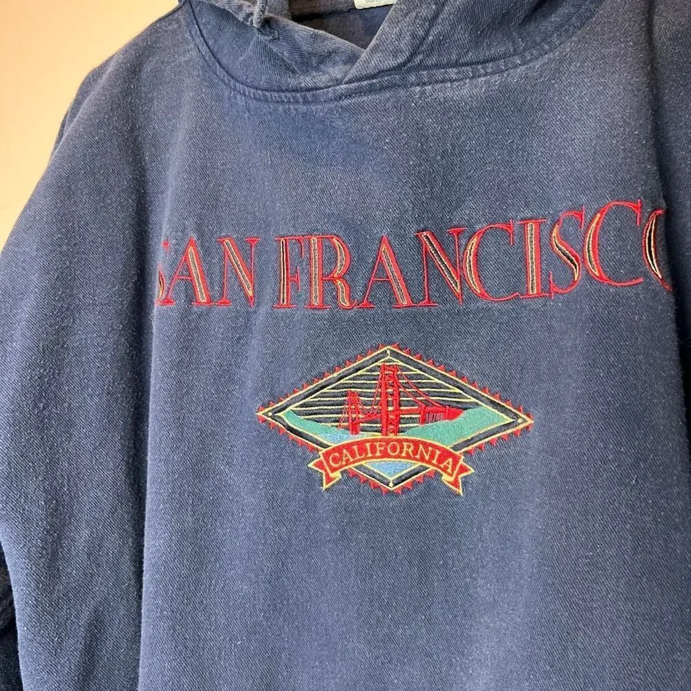 vintage 90s San Francisco California embroidered hoodie by the brand Crazy Shirt